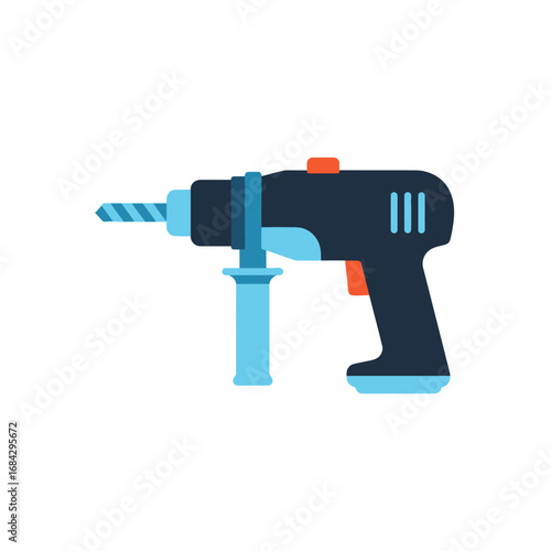 A modern cordless power drill with a blue handle and chuck, ready for construction or DIY tasks.