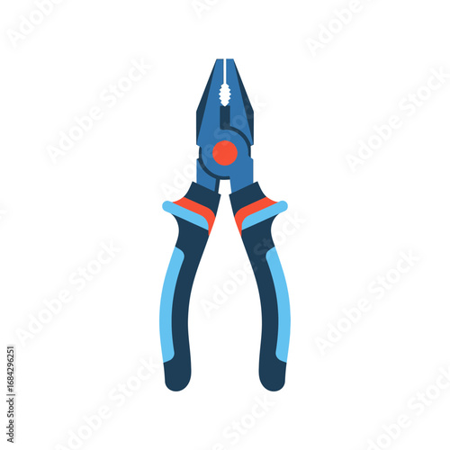 A flat vector illustration of blue combination pliers with black and orange insulated handles, isolated on a white background.
