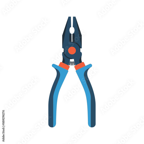 A flat vector illustration of a pair of combination pliers with blue and orange insulated handles.