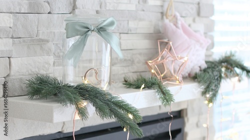 Minimalist Christmas Mantel with Peppermint Balm and Rose Gold Ring 
