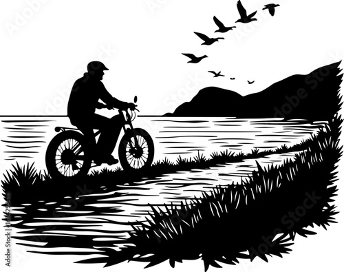 silhouette of a man riding a bicycle, bike, bicycle, silhouette, sport, vector, cycling, motorcycle, biker, cyclist, illustration, extreme, race, motocross, cycle, black, speed, jump, ride, mountain, 