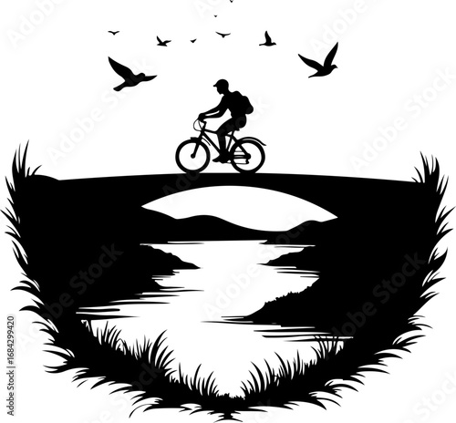silhouette of a man riding a bicycle, bike, bicycle, silhouette, sport, vector, cycling, motorcycle, biker, cyclist, illustration, extreme, race, motocross, cycle, black, speed, jump, ride, mountain, 