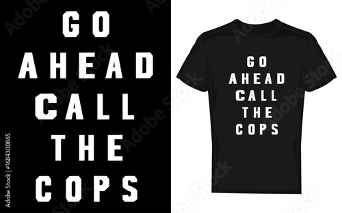 Funny Cat Illustration with Block Letters Referencing Police Humor and Law