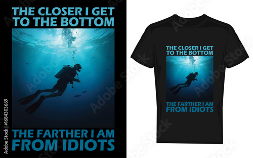 Funny Scuba Diving Cat Illustration for Men and Women