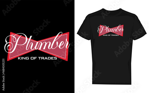 Funny Cat Plumber King of Trades Cartoon Illustration for T Shirt Design