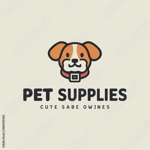 Cute Dog Pet Supplies Logo with Cartoon Style Design