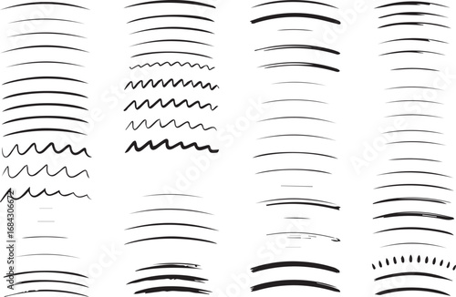 digital brush stroke library vector design resource grid with ten rows six columns of unique textured line styles