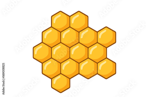 Honeycomb hexagon pattern. Vector isolated texture. Comb texture design. Vector hexagonal cell background. Cartoon illustration for sweet honey food. Natural bee product.