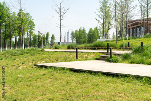 spring park and modern city