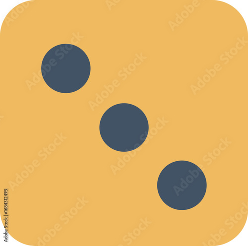 Flat Design Rounded Square Dice with Three Spots Casino Game