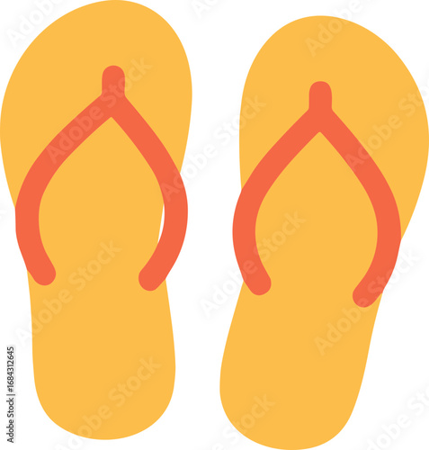 Simple Flat Design Pair of Flip Flops Sandal Fashion Footwear