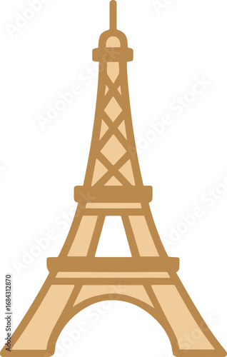 Simple Outline Eiffel Tower Landmark Icon Silhouette Illustration