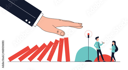 Protecting business success stopping domino effect with leadership intervention and teamwork