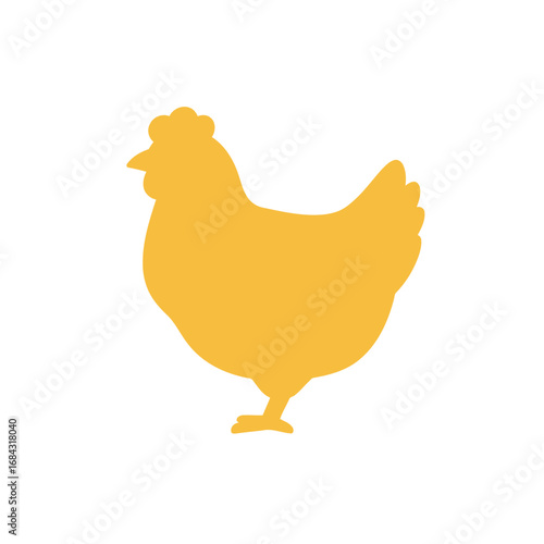 A yellow chicken silhouette on a white background, a simple graphic illustration.