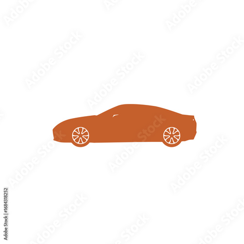 Side view of a sleek orange sports car, showcasing its aerodynamic design and modern aesthetic.