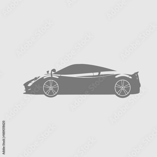 Side profile illustration of a modern, sleek sports car in a grayscale silhouette against a light background.