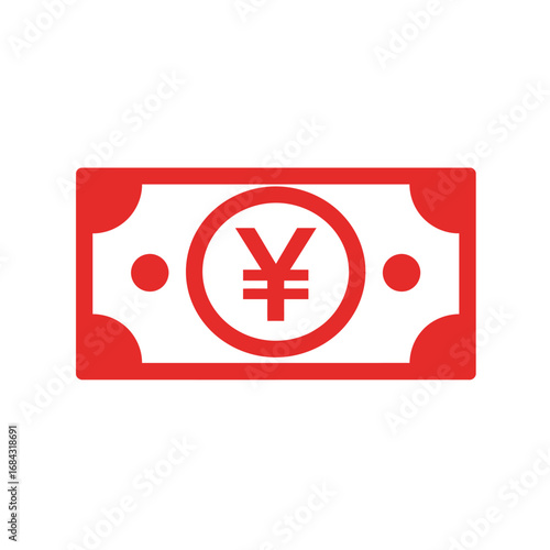 Red icon depicting a Japanese Yen bill, symbolizing currency.