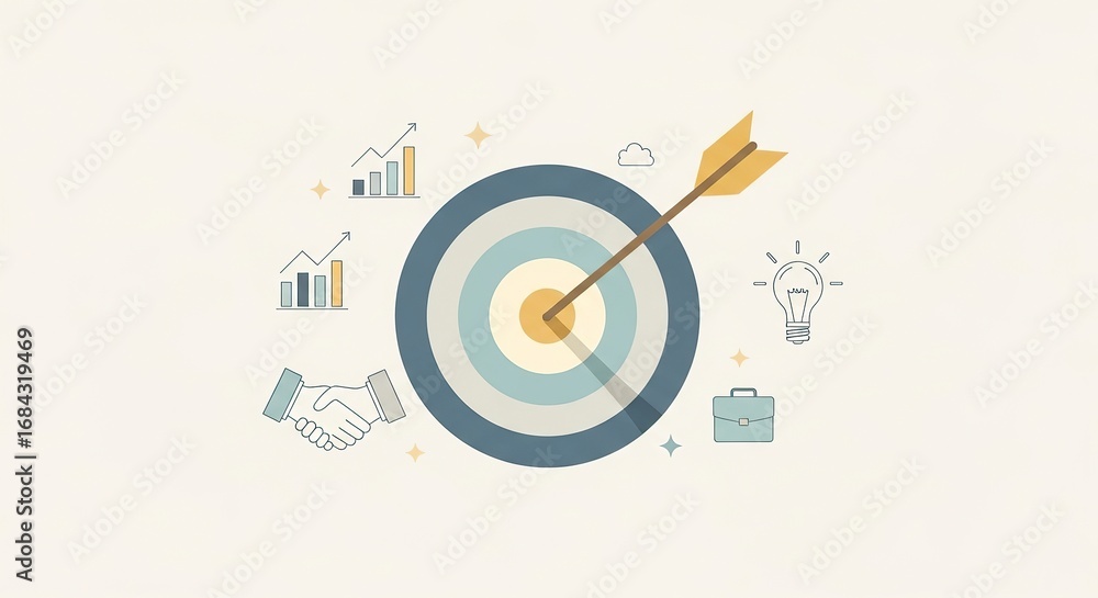 Fototapeta premium Target with arrow and business icons