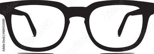 Black and White Vector Illustration of Stylish Eyeglasses with Clear Lenses for Vision Correction and Fashion Accessory for Reading and Style