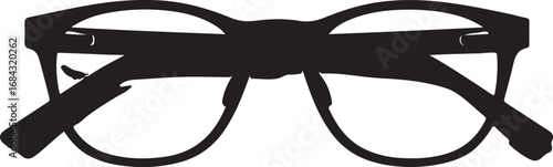 Black Eyeglasses Silhouette on White Background Stylish Vision Optical Accessory Trendy Frames for Eyesight Correction and Fashion Accessory
