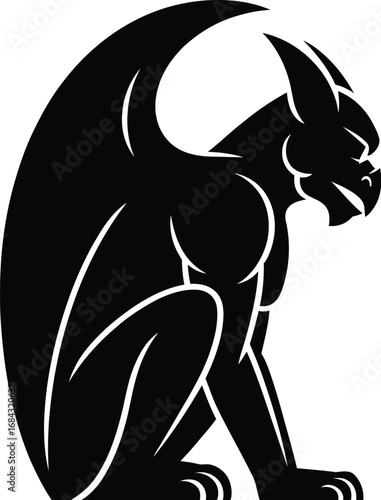 Black winged creature sitting profile gargoyle mythical