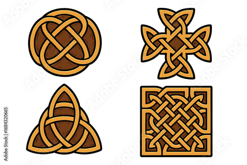 Intricate Celtic knot designs showcasing traditional artistry and symbolism with complex geometric patterns, tribal culture, ornamental vector illustration with transparent background