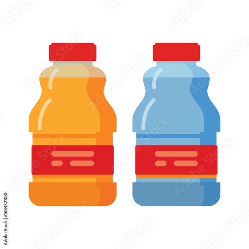 illustration a bottle of juice and healthy mineral water