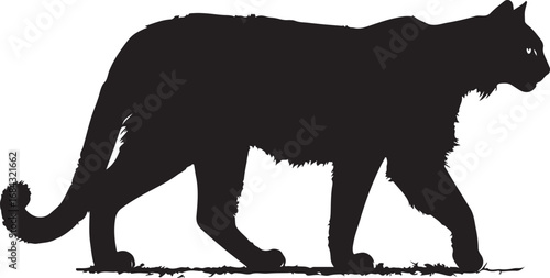 Black Panther Silhouette Walking Calmly Across the Ground Digital Artwork Style Graphic Representation Feline Predator Animal Illustration