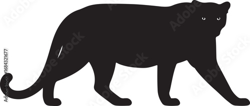 Black Panther Silhouette Walking Elegantly Symbol of Power and Grace Isolated on White Background Vector Illustration for Graphic Design