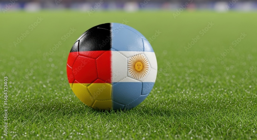 Fototapeta premium Germany Argentina Football Match on Green Grass Field