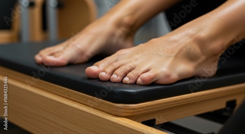 Pilates footwork on a reformer machine
