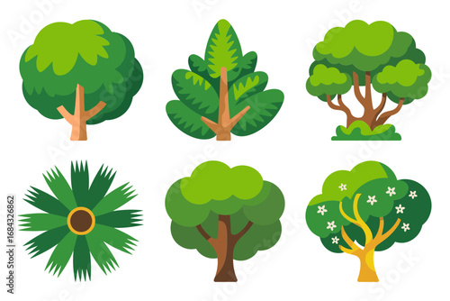 Isometric neighborhood landmark icons, playground slide, community garden, school building, market stall, raised beds, walkways, village green illustration set