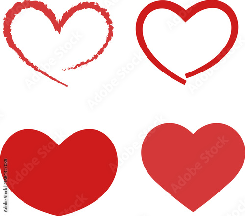 Red Love Heart Vector Set
