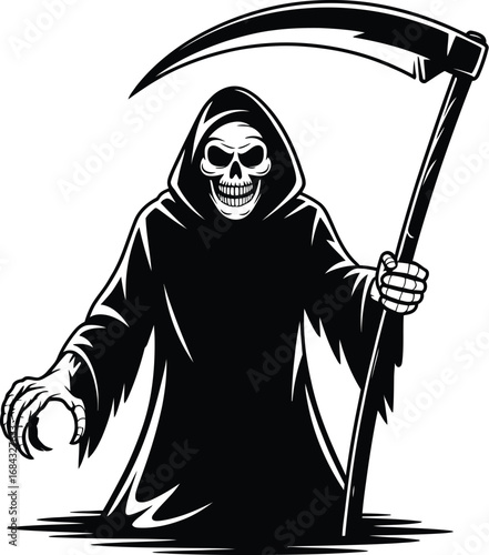 Grim Reaper holding scythe death skeleton