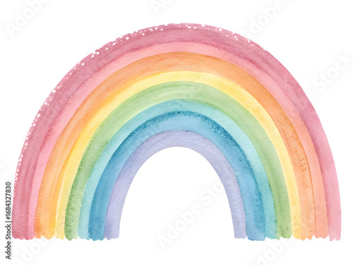 Soft pastel watercolor rainbow arch on black background
