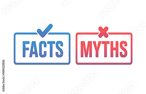 Facts versus Myths Distinguishing Truth from Fiction with Clear Visual Indicators, a Concept Represented by Two Boxes, One with a Checkmark and the Other with an X