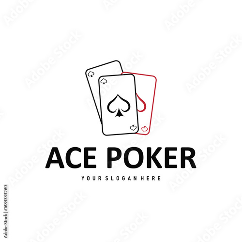 poker logo design a simple minimalist card game gambler game with card symbols as the design illustration template symbol