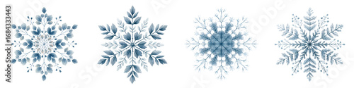 Elegant Snowflake Designs: Delicate Winter Patterns Isolated on White