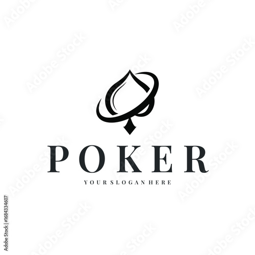 poker logo design a simple minimalist card game gambler game with card symbols as the design illustration template symbol