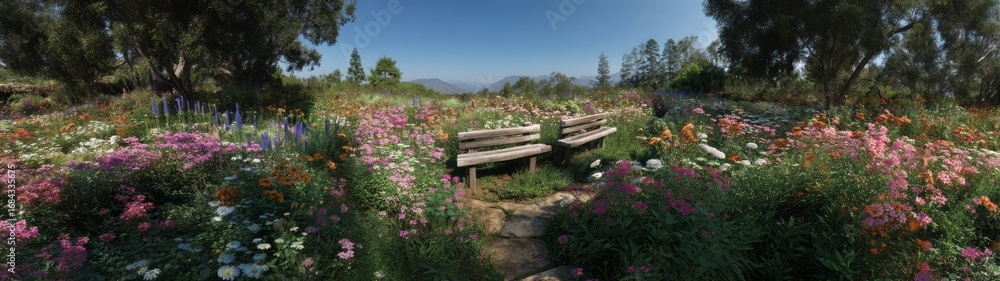 Fototapeta premium Vibrant hdr landscape of blooming flowers