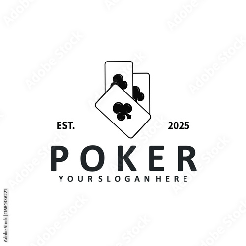 poker logo design a simple minimalist card game gambler game with card symbols as the design illustration template symbol