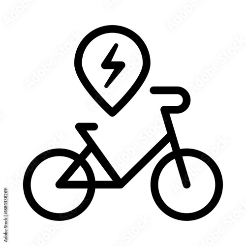 E-Bike Line Icon of Shared E-Bike & Scooter Icon Set