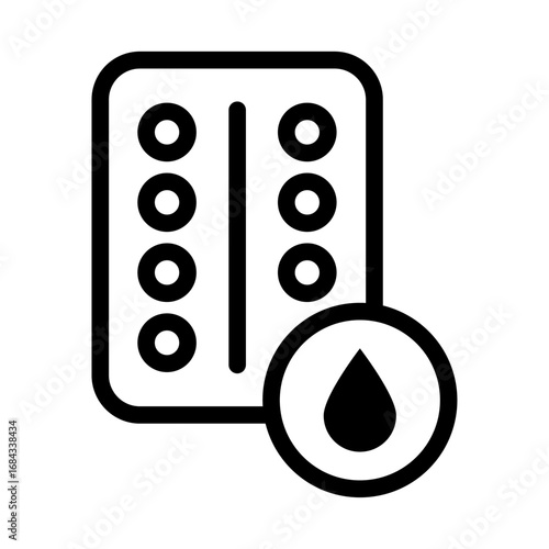 Pill & Cycle Reminder Line Icon of Menstrual Health Tracking Icon Set