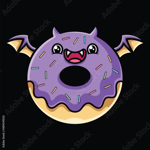 Vampire Donuts Spooky Halloween Dessert Cute Character Illustration