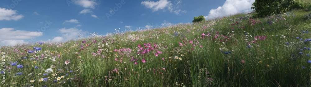 Fototapeta premium Wildflower meadow hdr panorama 360 degrees