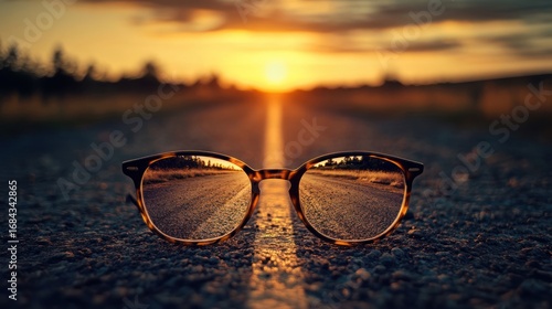 Wallpaper Mural Road trip eyeglasses sunset vision travel Torontodigital.ca