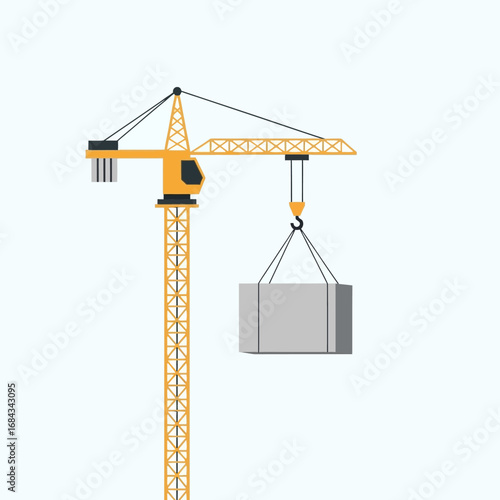 Construction Crane Lifting Concrete Block