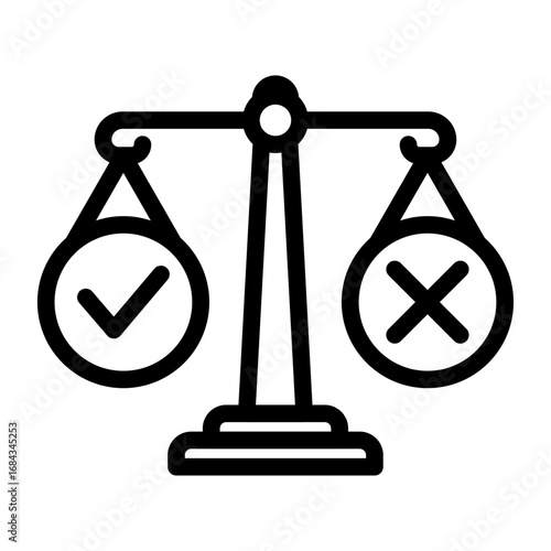Ethics Scale Line Icon of Deepfake Ethics Icon Set