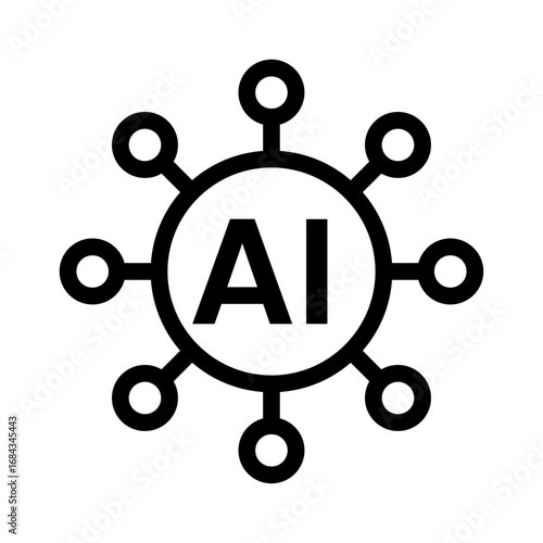AI Network Tag Line Icon of AI Content Disclosure Icon Set