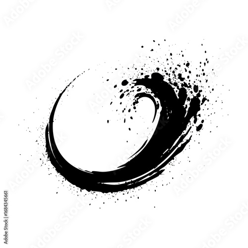 Elegant black ink swirl, a fluid and abstract element for minimalist design.